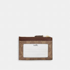 Coach Mini Skinny Id Case In Signature Canvas Gold Tan Brown