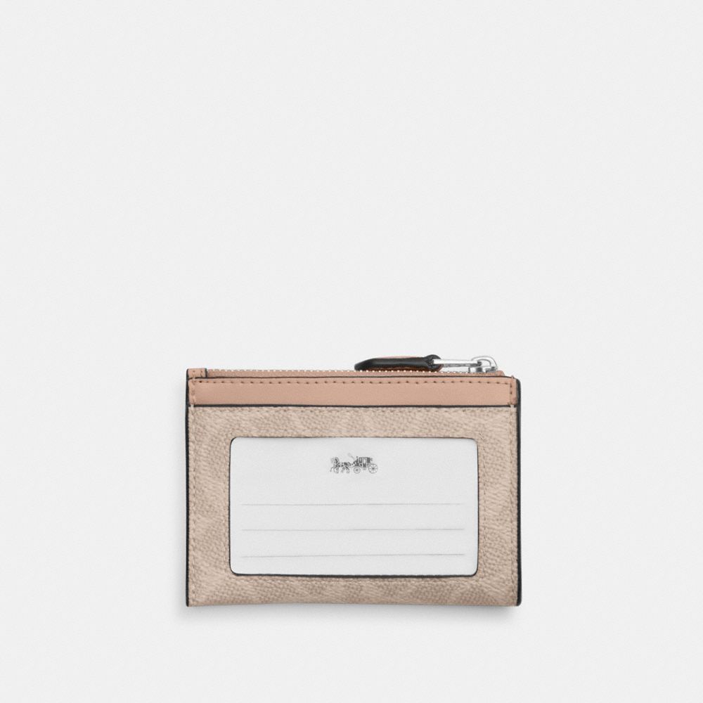 Coach Mini Skinny Id Case In Signature Canvas Silver Sand Taupe