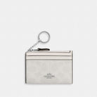 Coach Mini Skinny Id Case In Signature Canvas Silver White Chalk