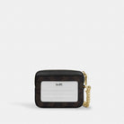 Coach Zip Card Case In Signature Canvas Gold Walnut Black