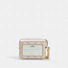Coach Zip Card Case In Signature Canvas Gold Sand Chalk