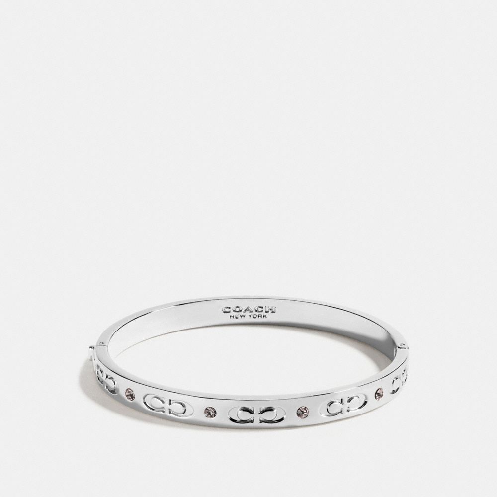 Coach Signature Hinged Bangle Silver