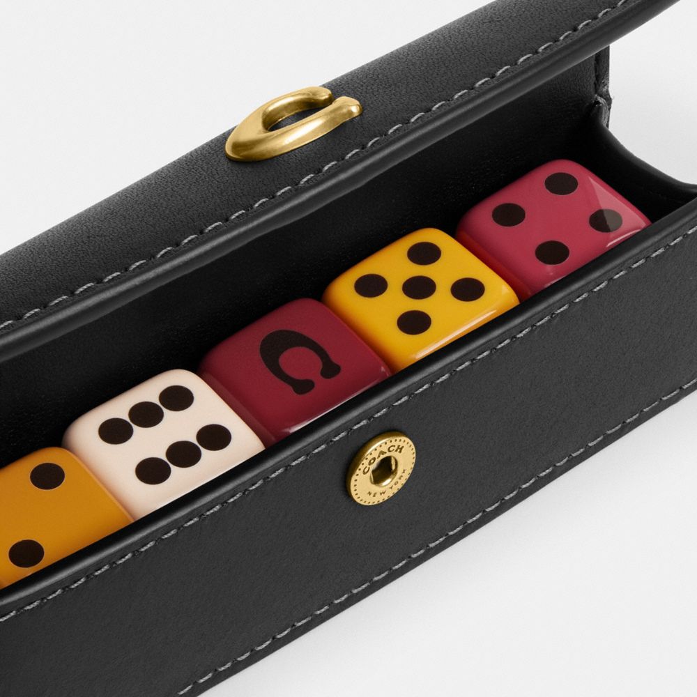 Coach Dice Set Brass Black
