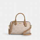 Coach Rowan Satchel Bag In Blocked Signature Canvas Gold Sand Tan