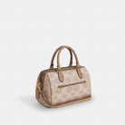 Coach Rowan Satchel Bag In Blocked Signature Canvas Gold Sand Tan