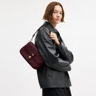 Coach Hadley Shoulder Bag Gold Dark Wine
