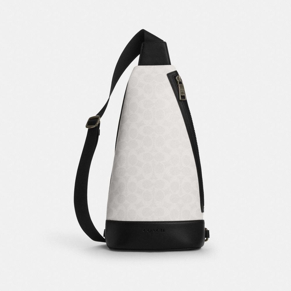 Dominic Chalk Coach Dominic Sling Pack In Signature Canvas Gunmetal Chalk Black ...