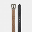 Coach Roller Buckle Cut To Size Reversible Belt, 38 Mm Gunmetal Tan Charcoal