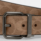 Coach Roller Buckle Cut To Size Reversible Belt, 38 Mm Gunmetal Tan Charcoal