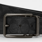 Coach Double Bar Buckle Cut To Size Reversible Belt, 38 Mm Gunmetal Charcoal Black