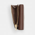 Coach Card Holder Wallet In Signature Canvas Gold Tan Brown