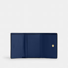 Coach Card Holder Wallet In Signature Canvas Gold Tan Deep Blue