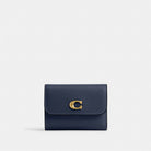 Coach Essential Card Holder Wallet Brass Navy