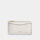 Coach New York Zip Card Case Brass Chalk