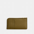Coach New York Zip Card Case Brass Muted Olive