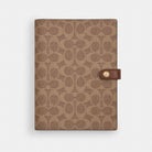 Coach Notebook In Signature Canvas Gold Tan Brown