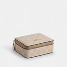 Coach Large Jewelry Box In Signature Canvas Gold Sand Chalk