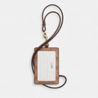 Coach Id Lanyard In Signaure Canvas Gold Tan Brown
