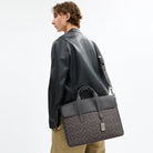 Coach Sullivan Portfolio Brief In Signature Canvas Gunmetal Grey Charcoal