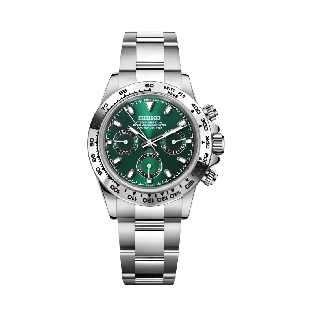 Seiko Mod Daytona silver Green