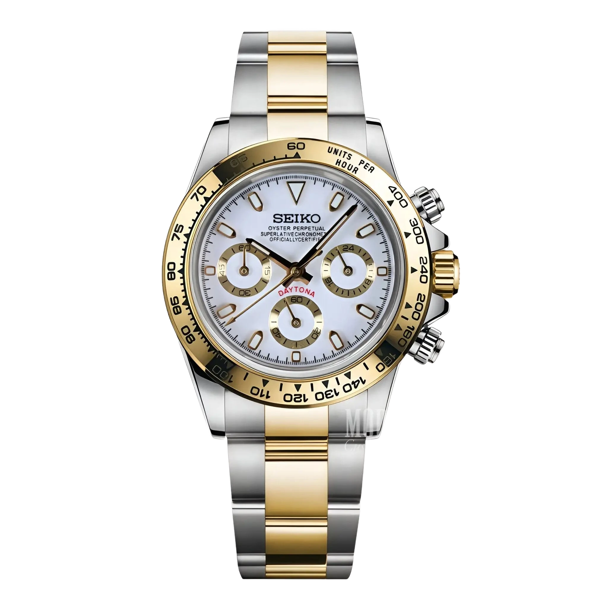 Seiko Mod Daytona gold white