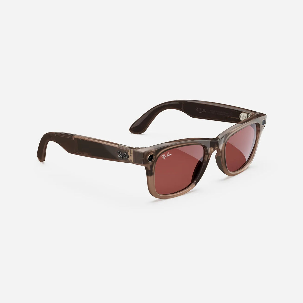 Brown frame sunglasses with red tinted lenses on a white background, streetwear accessory