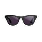 Black wayfarer sunglasses with dark lenses and Ray-Ban logo on left lens, front view