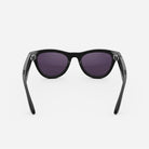 Black wayfarer sunglasses with dark tinted lenses on white background