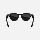 Black round-lens sunglasses, matte finish, streetwear accessory, viewed from behind