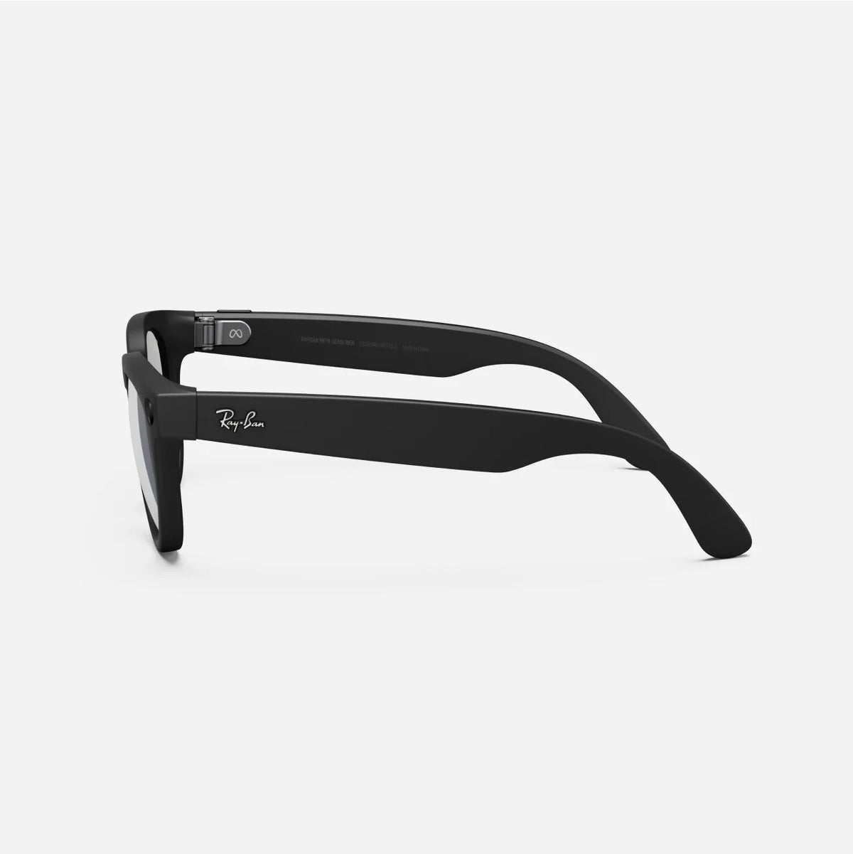 Black Ray-Ban Wayfarer sunglasses side view with logo, modern streetwear accessory