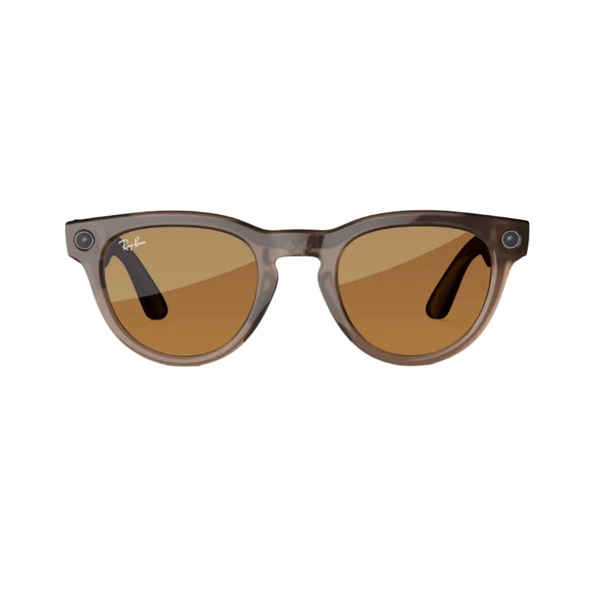 Brown tinted sunglasses with transparent brown frame, round lenses, streetwear accessory