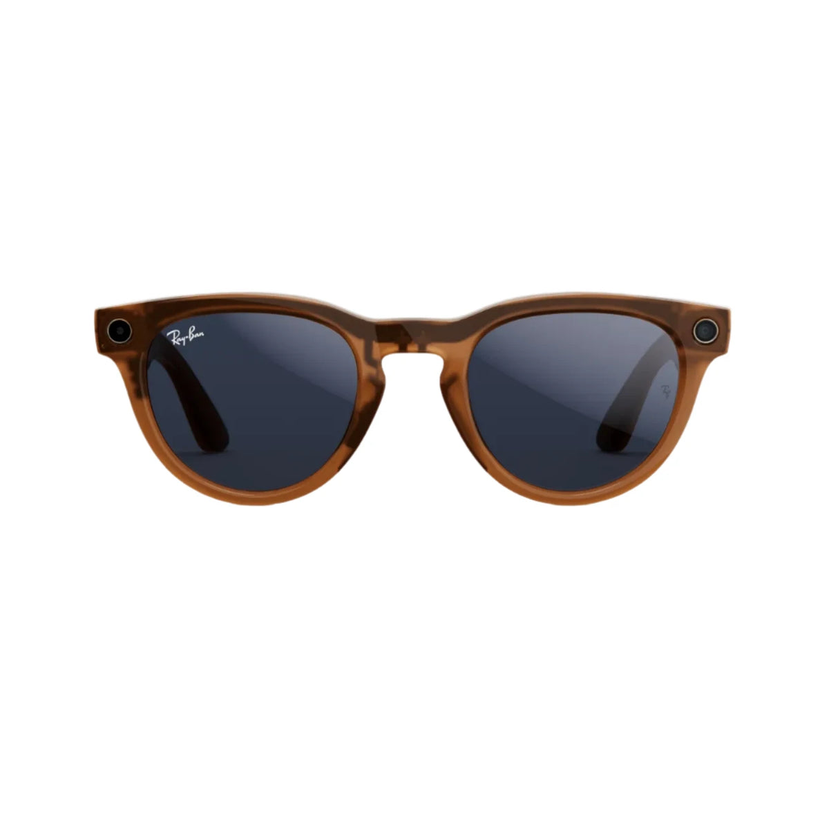 Brown tortoiseshell sunglasses with dark lenses, classic round shape, and streetwear style.