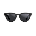 Black wayfarer sunglasses with dark lenses and matte frame on white background