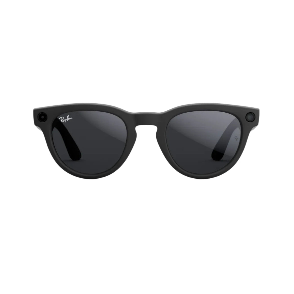 Black Ray-Ban Wayfarer style sunglasses with dark lenses on white background