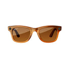 Brown polarized wayfarer sunglasses with transparent acetate frame and tinted lenses