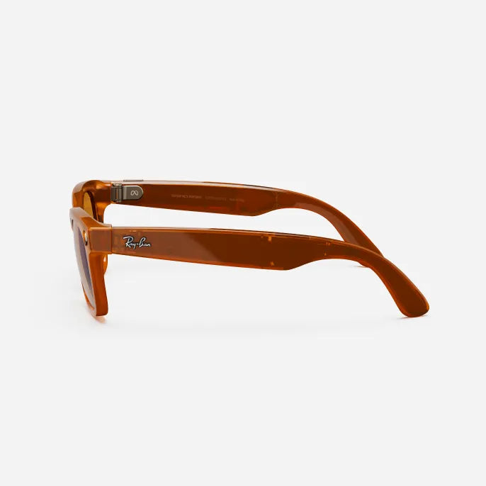 Brown square frame sunglasses with logo on side, luxury streetwear accessory