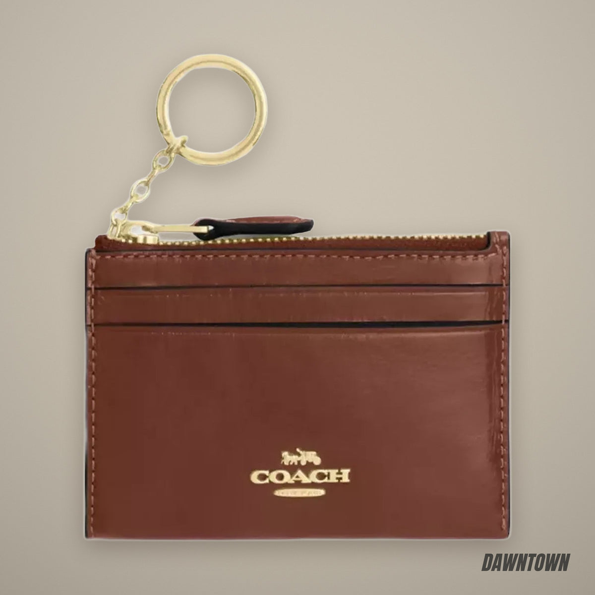 Coach Mini Skinny Id Case in Gold Redwood