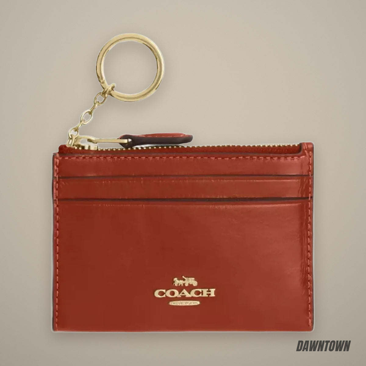 Coach Mini Skinny Id Case in Gold Cinnamon