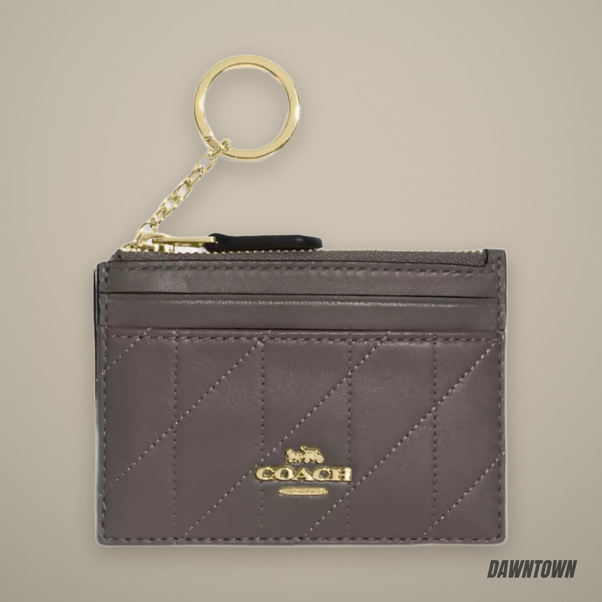 Coach Mini Skinny Id Case With Quilting in Im Slate