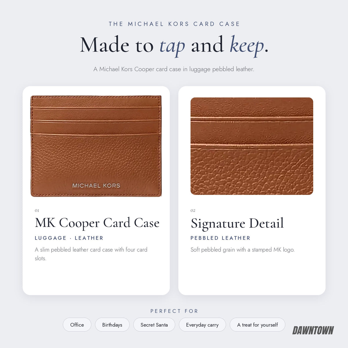 What's inside — Michael Kors Cooper Pebbled Leather Card Case Luggage