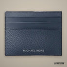 Michael Kors Cooper Pebbled Leather Card Case Navy