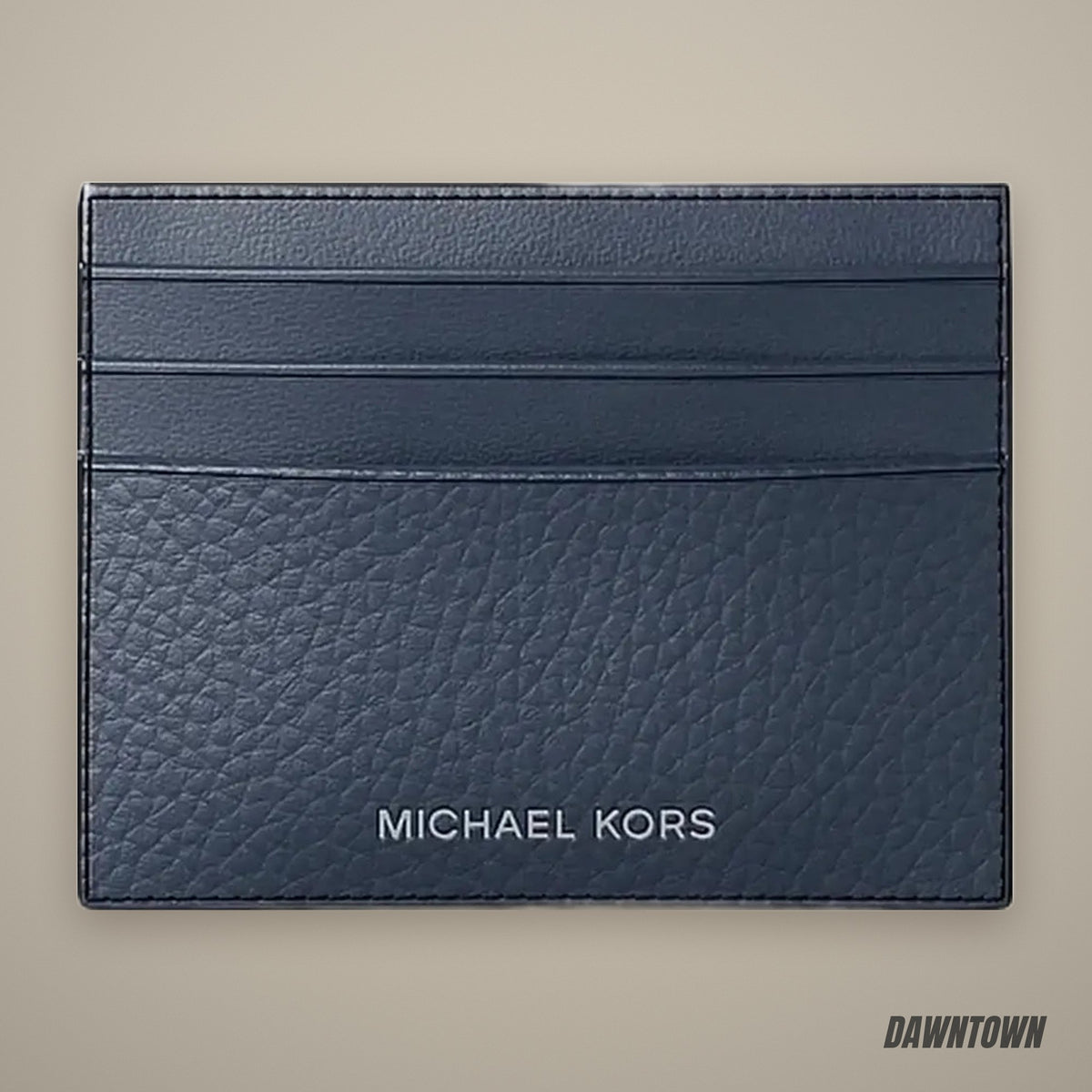 Michael Kors Cooper Pebbled Leather Card Case Navy