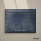 Lifestyle — Michael Kors Cooper Pebbled Leather Card Case Navy