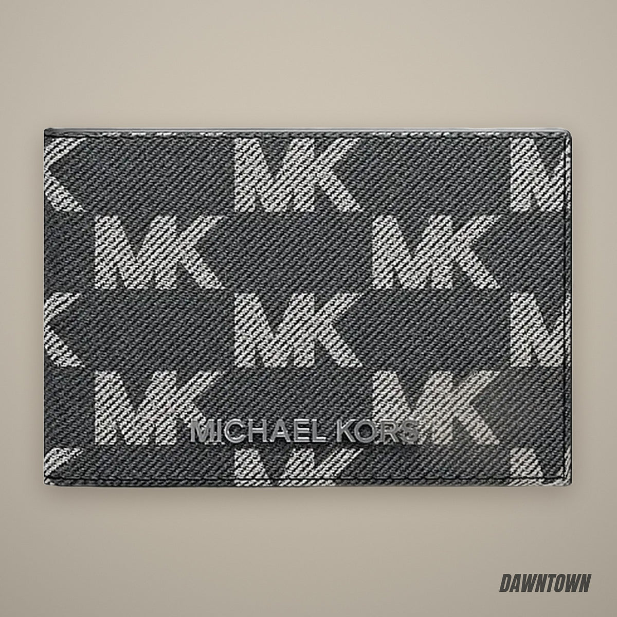 Michael Kors Cooper Medium Logo Jacquard Denim Wallet Black Wash