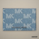 Michael Kors Cooper Medium Logo Jacquard Denim Wallet Medium Blue Wash