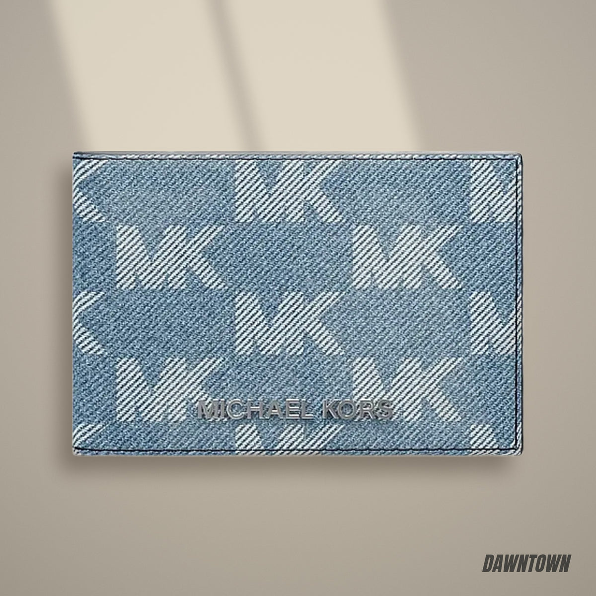 Lifestyle — Michael Kors Cooper Medium Logo Jacquard Denim Wallet Medium Blue Wash