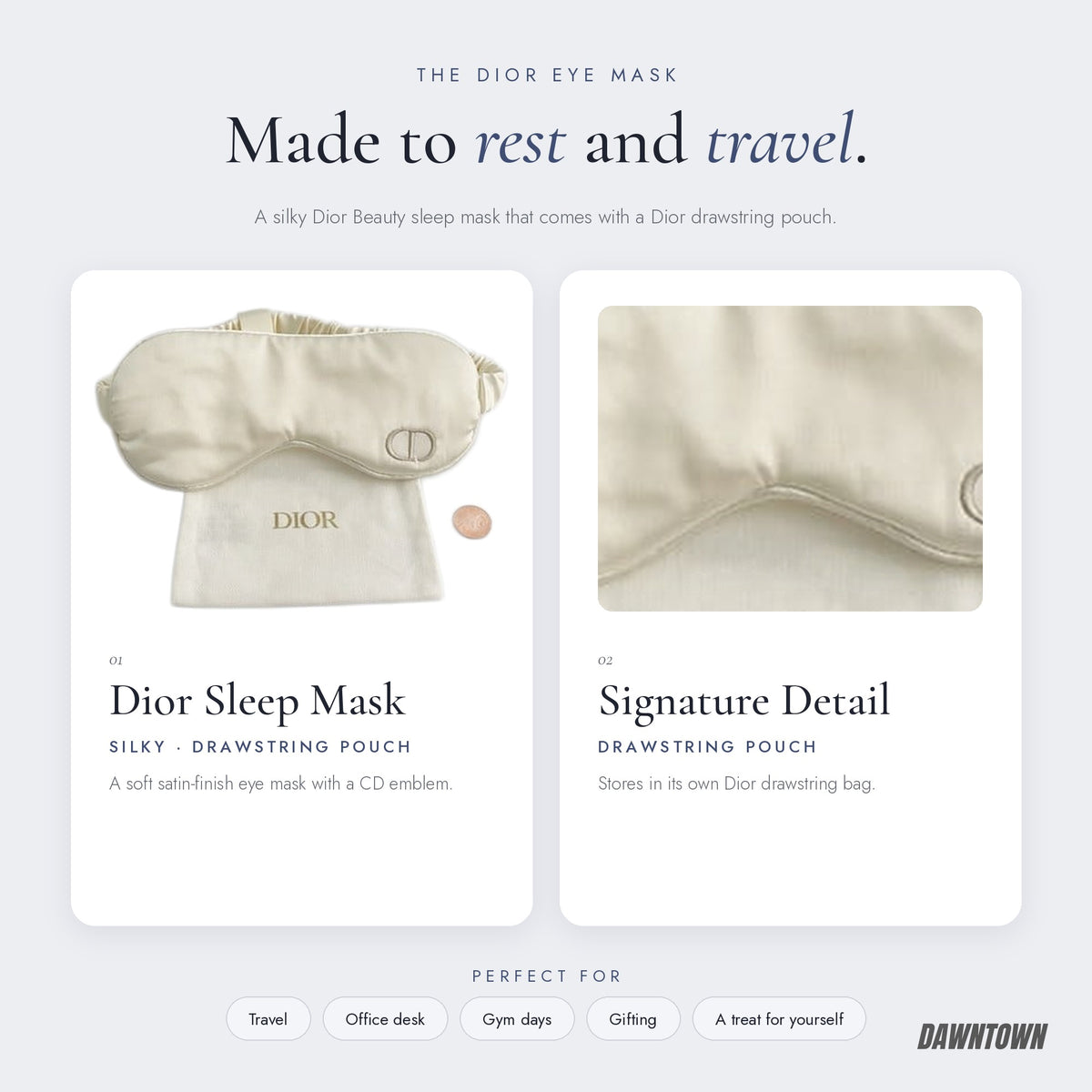 What's inside — Dior Beauty Silky Sleeping Eye Mask Eye Accessory With Dior Drawstring Pouch