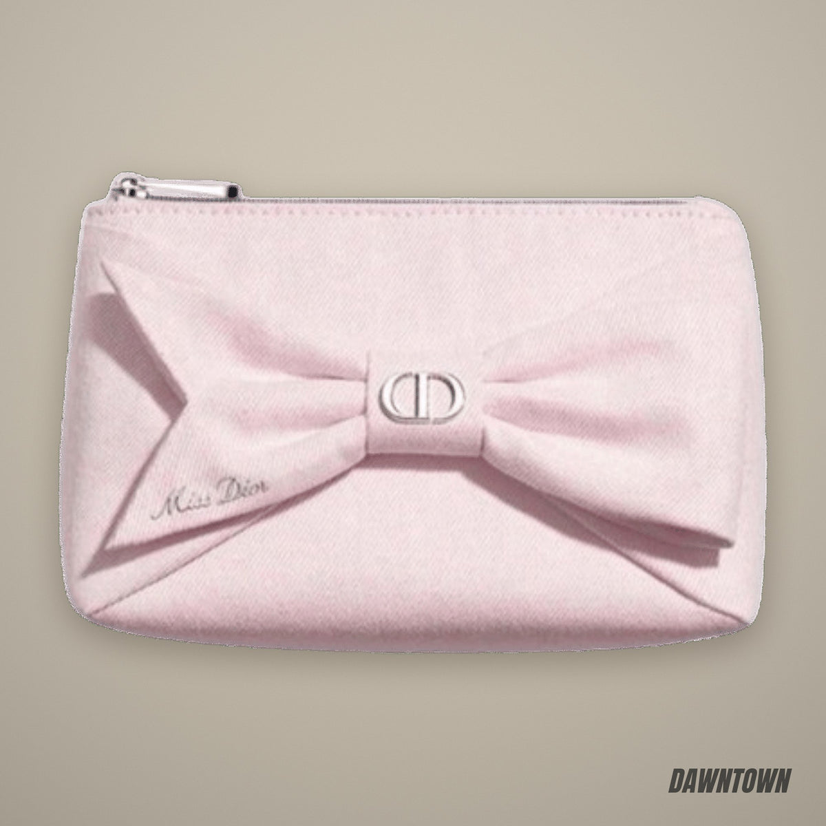 Dior Miss Dior Pink Bow Cosmetic Pouch CD Silver Hardware NWT