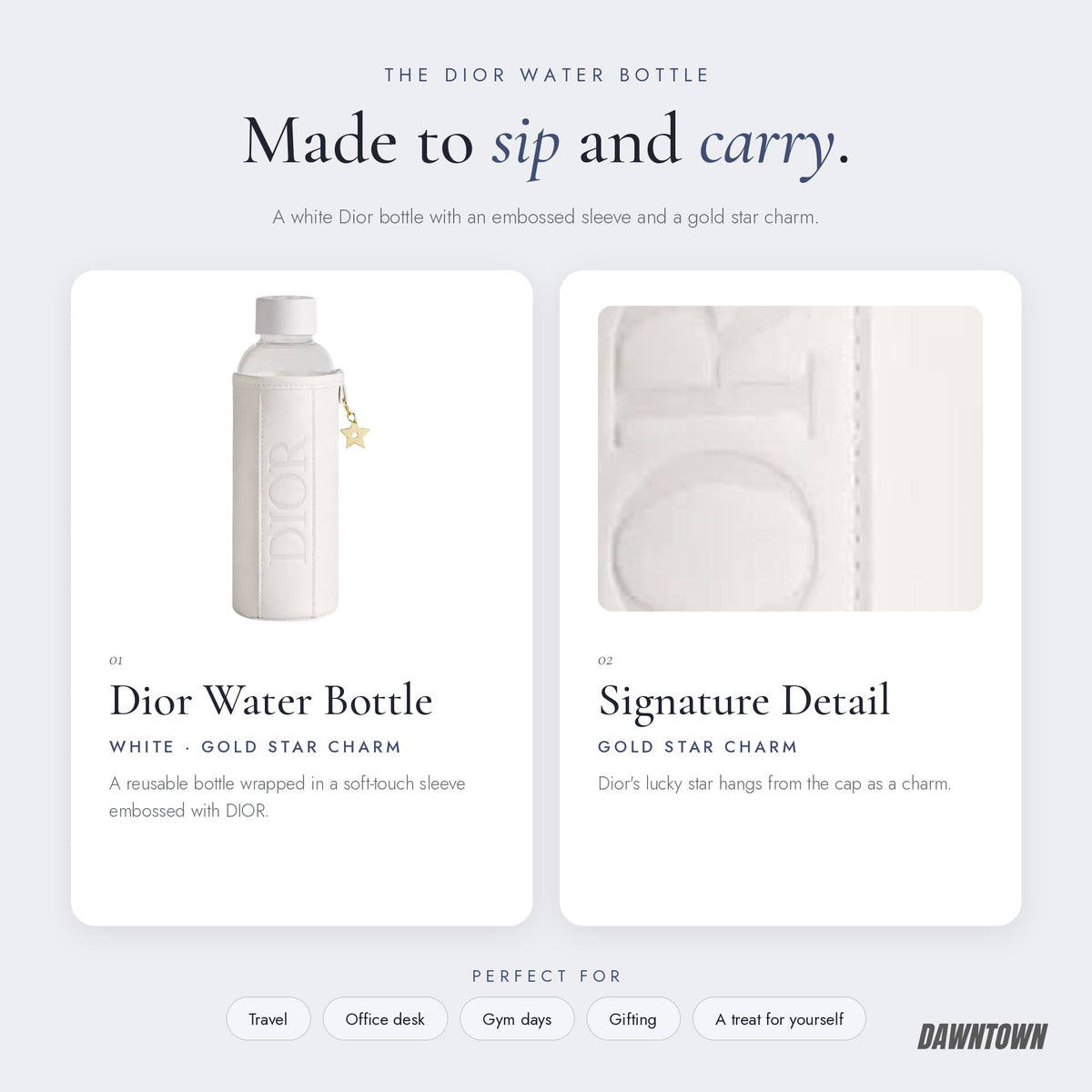 What's inside — Dior Water Bottle With Sleeve And Gold Star Charm