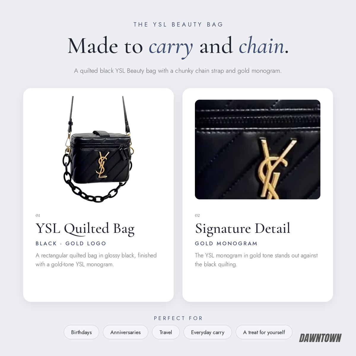 What's inside — YSL Beauty Rectangular Quilted Cosmetic Bag - Gold Logo